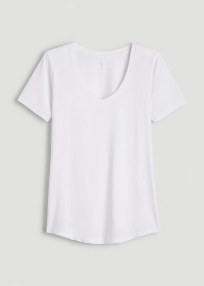 Scoop V-Neck Tee for Tall Women in Ecru