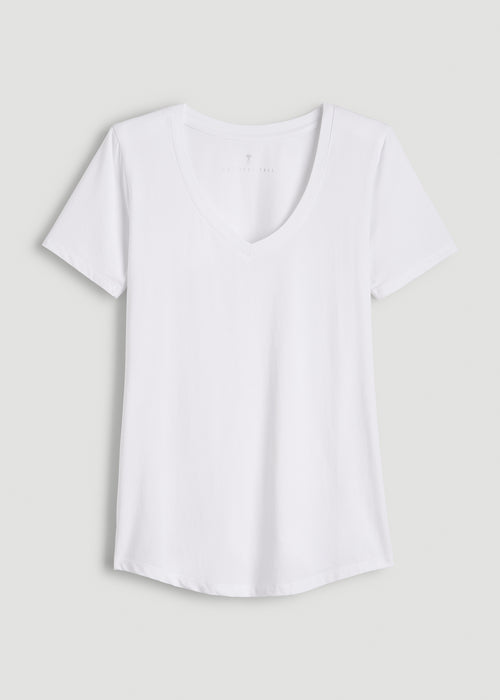 Scoop V-Neck Tee for Tall Women in Ecru