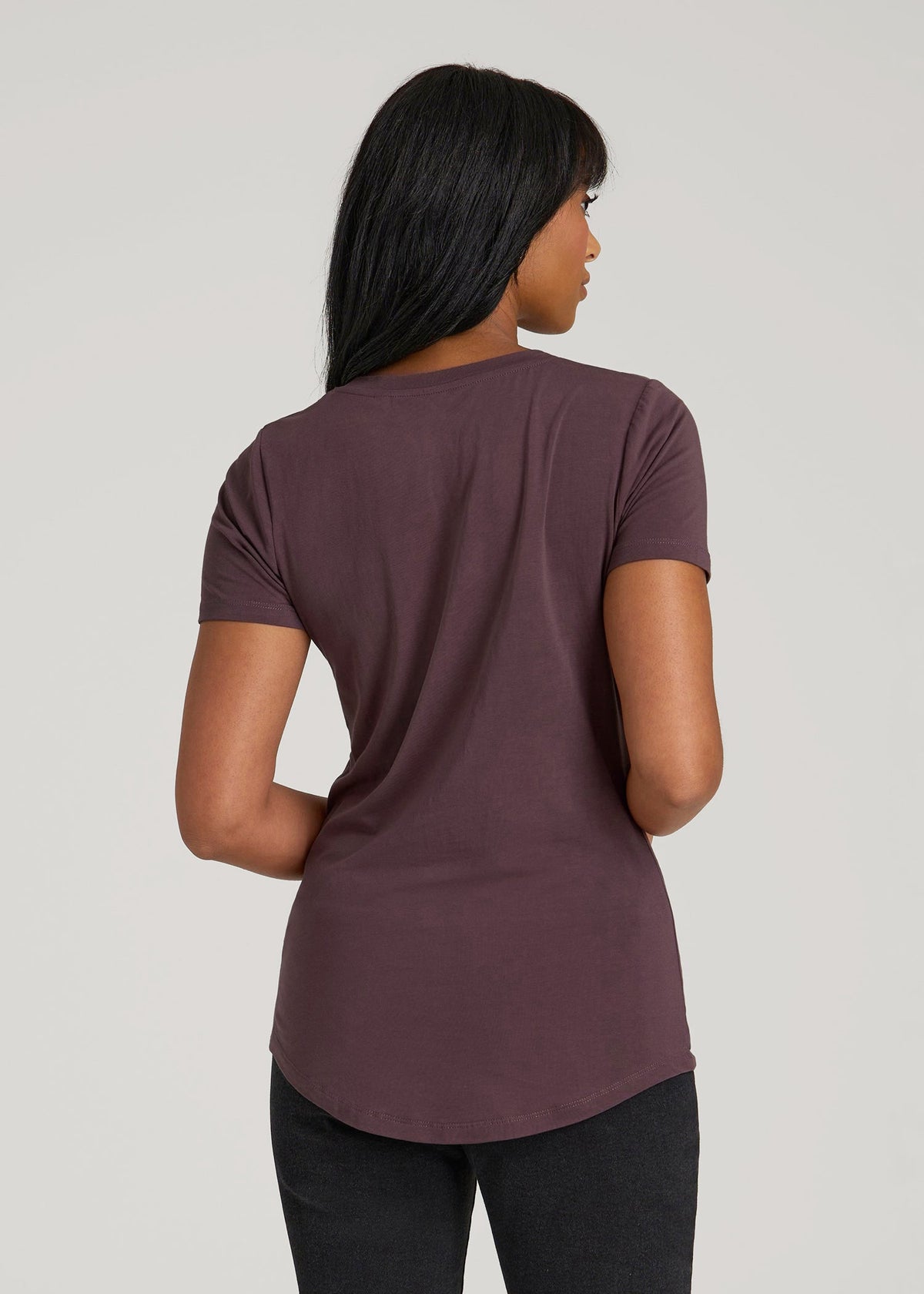 Women Tall Scoop Neck Tee Dusty Merlot | American Tall