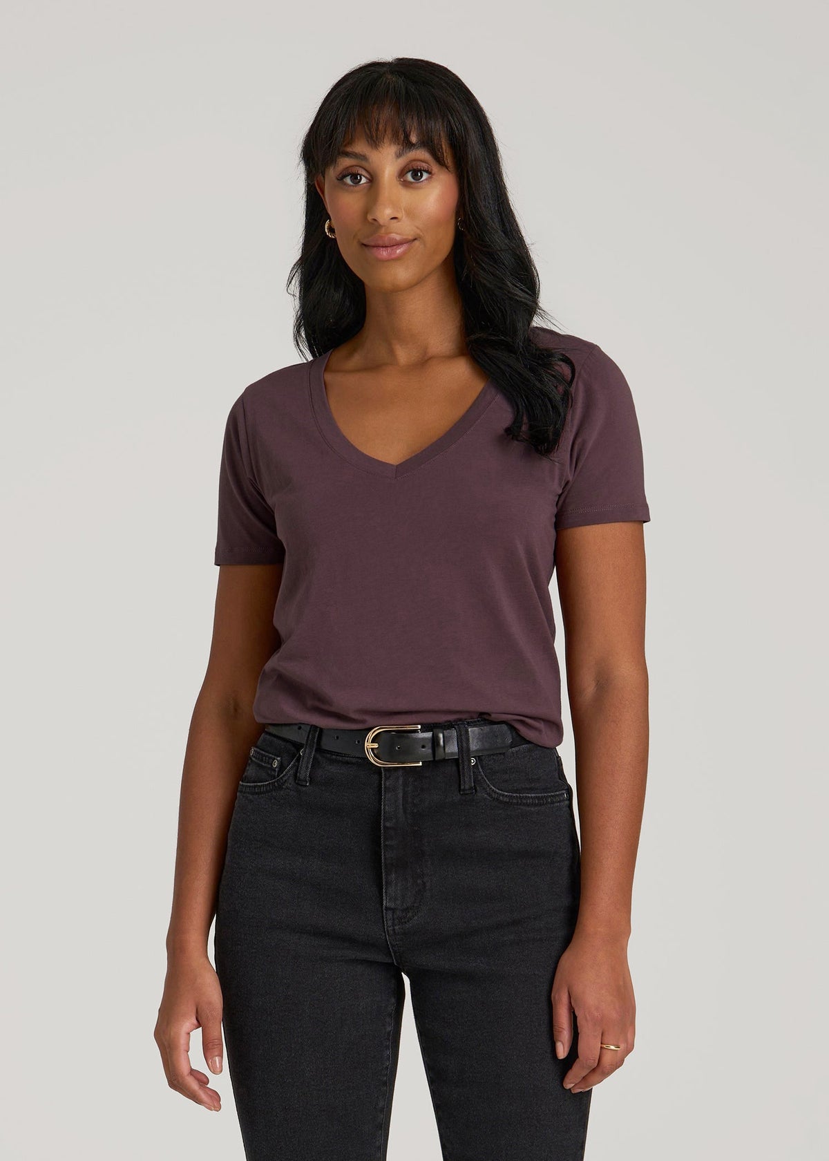 Women Tall Scoop Neck Tee Dusty Merlot | American Tall