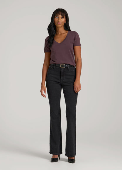 Scoop V-Neck Tee for Tall Women in Merlot