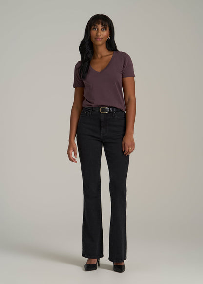 Scoop V-Neck Tee for Tall Women in Merlot