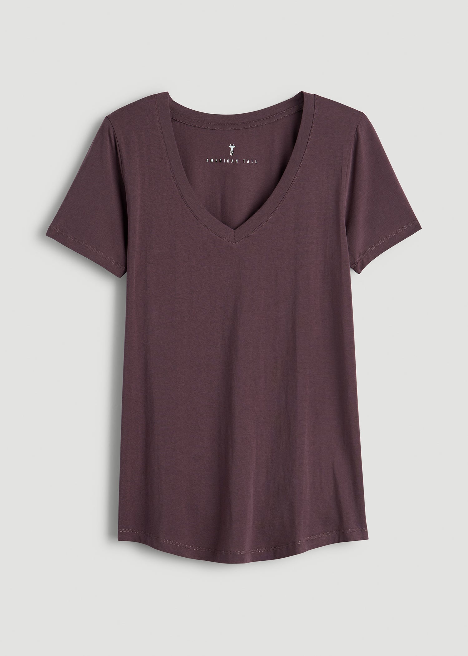 Scoop V-Neck Tee for Tall Women in Merlot