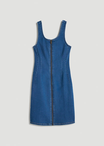 Short Denim Tank Dress for Tall Women in New Colorado Blue