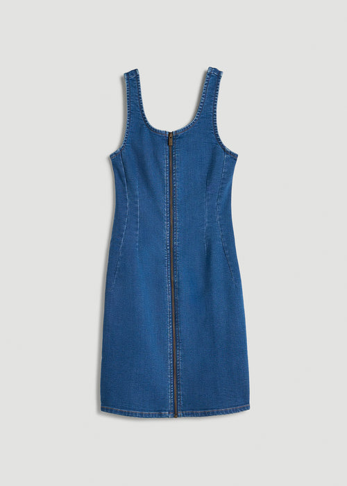 calvin klein fit and flare dress plus size Short Denim Tank Dress for Tall Women in New Colorado Blue M / Extra Tall / New Colorado Blue