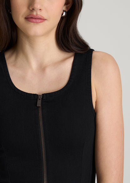 denim mini dress tall Short Denim Tank Dress for Tall Women in Optimum Black L / Extra Tall / Optimum Black