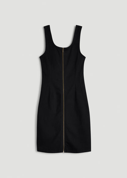 Short Denim Tank Dress for Tall Women in Optimum Black