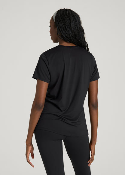 Short Sleeve Crewneck Tee for Tall Women in Black