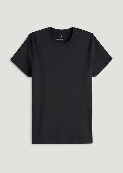 Short Sleeve Crewneck Tee for Tall Women in Black
