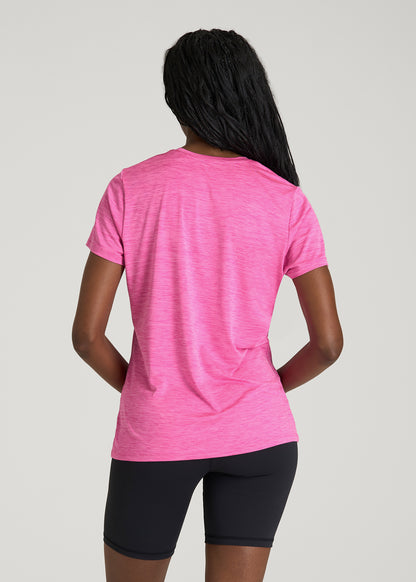 Short Sleeve Crewneck Tee for Tall Women in Magenta Mix