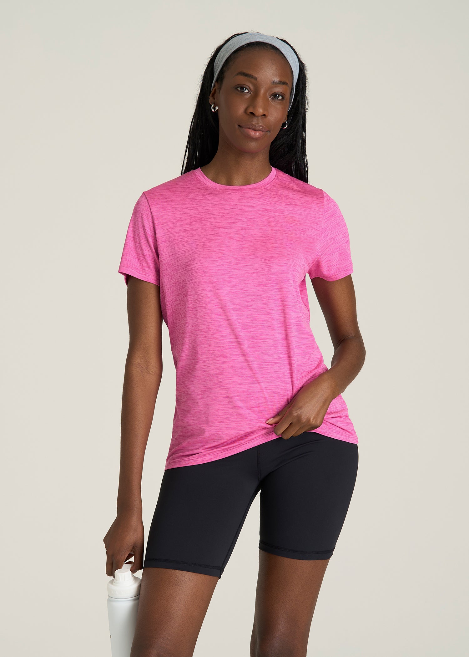Short Sleeve Crew Neck Tee for Tall Women in Magenta Mix