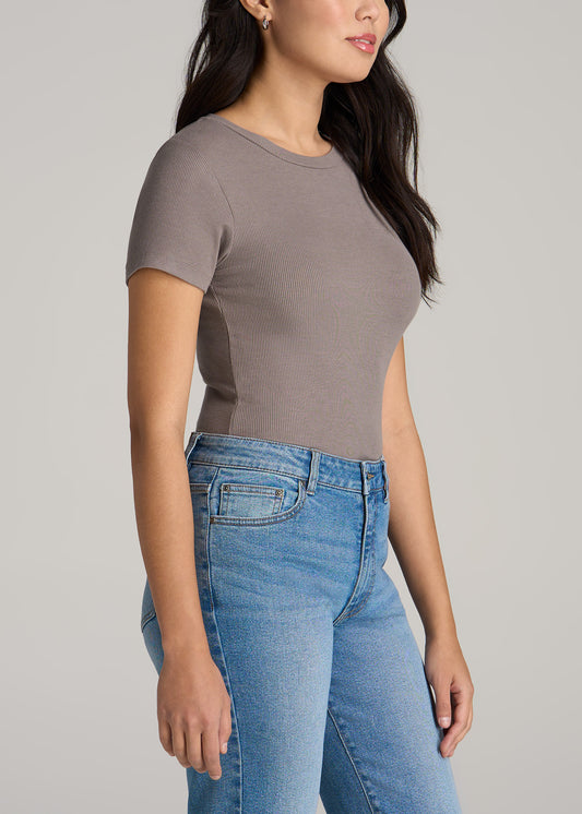 FITTED Ribbed Tee in Mushroom - Women's Tall T-Shirts