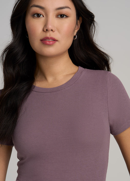 FITTED Ribbed Tee in Smoked Mauve - Women's Tall T-Shirts