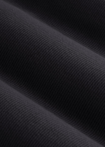 Short Sleeve Crew Neck Ribbed T-Shirt for Tall Women in Black