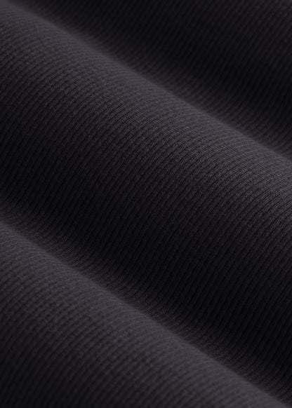 Short Sleeve Ribbed Crewneck T-Shirt for Tall Women in Black