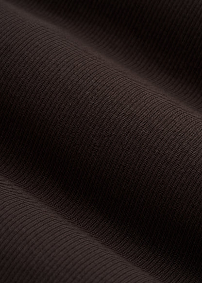 Short Sleeve Ribbed Crewneck T-Shirt for Tall Women in Espresso