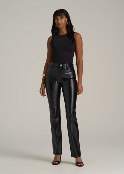 Sleeveless Crewneck Bodysuit for Tall Women in Black