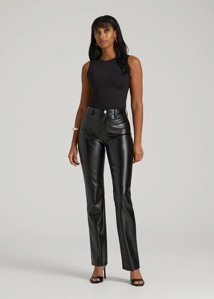 Sleeveless Crewneck Bodysuit for Tall Women in Black