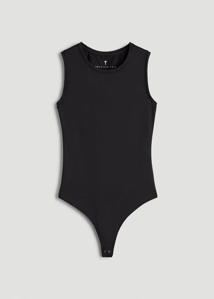 Sleeveless Crewneck Bodysuit for Tall Women in Black