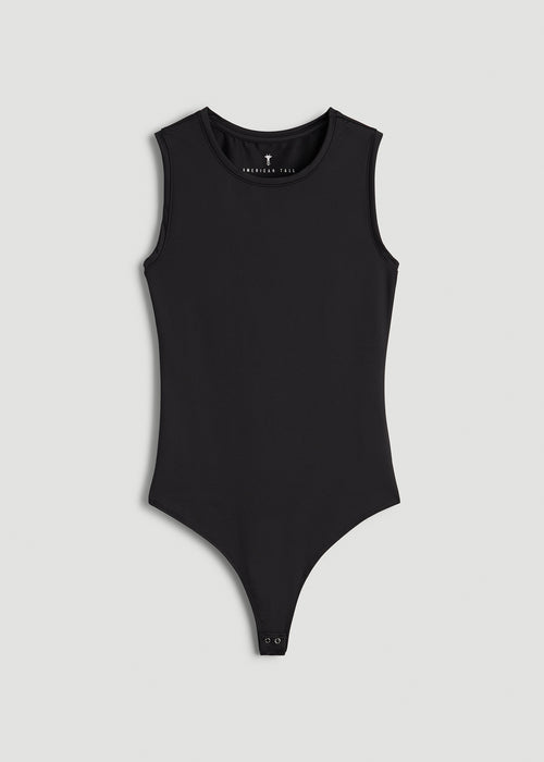 Sleeveless Crewneck Bodysuit for Tall Women in Black