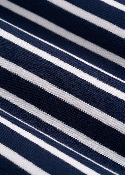 Sleeveless Knit Top for Tall Women in Bold Navy Stripe