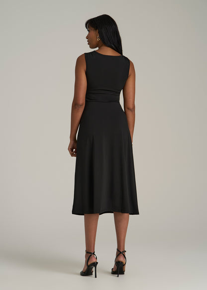 Sleeveless Knot Front Dress for Tall Women in Black