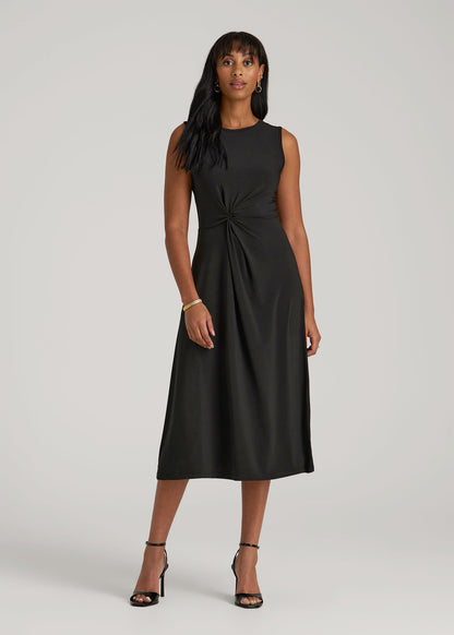 Sleeveless Knot Front Dress for Tall Women in Black Sleeveless Knot Front Dress for Tall Women in Black