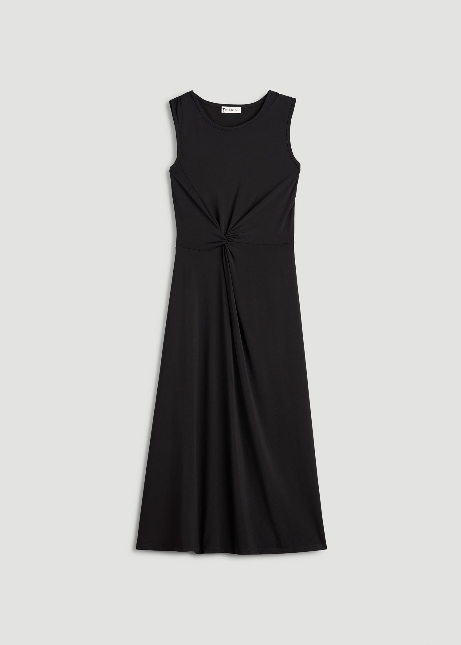 Sleeveless Knot Front Dress for Tall Women in Black