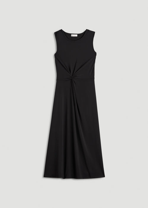 Sleeveless Knot Front Dress for Tall Women in Black