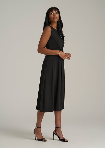 Sleeveless Knot Front Dress for Tall Women in Black