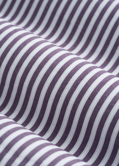 Slim Fit Button Up Shirt for Tall Women in Aubergine Pinstripe