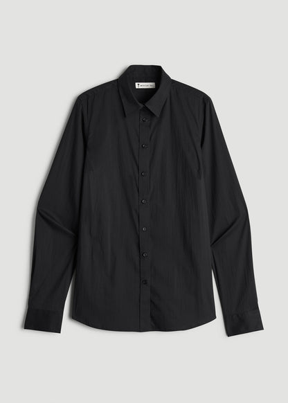 Slim Fit Button Up Shirt for Tall Women in Black