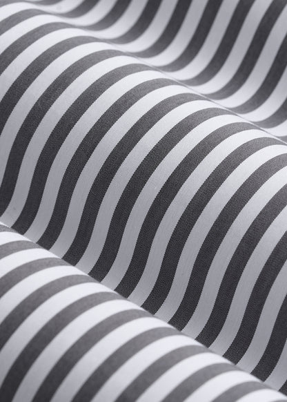 Slim Fit Button-Up Shirt for Tall Women in Grey and White Stripe