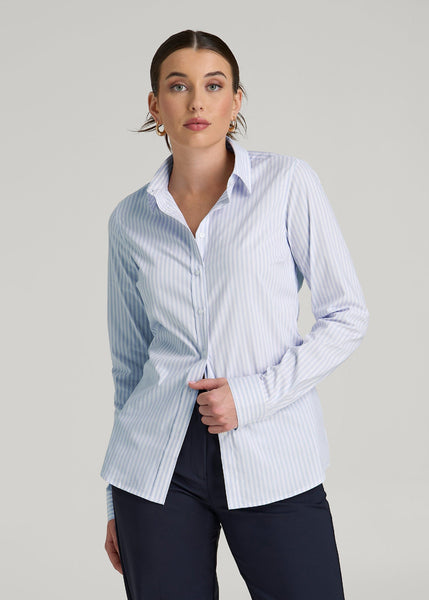 light blue dress shirt womens Mavi Women's Luxe Touch Button-Up Shirt In Lavender Lustre