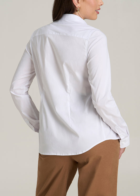 Slim Fit Button Up Women's Tall Shirt in White