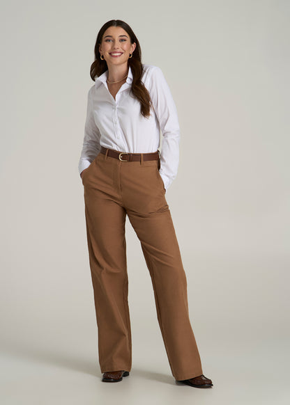Slim Fit Button-Up Shirt for Tall Women in White
