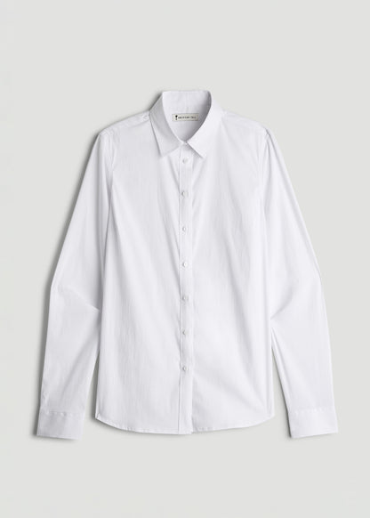 Slim Fit Button-Up Shirt for Tall Women in White