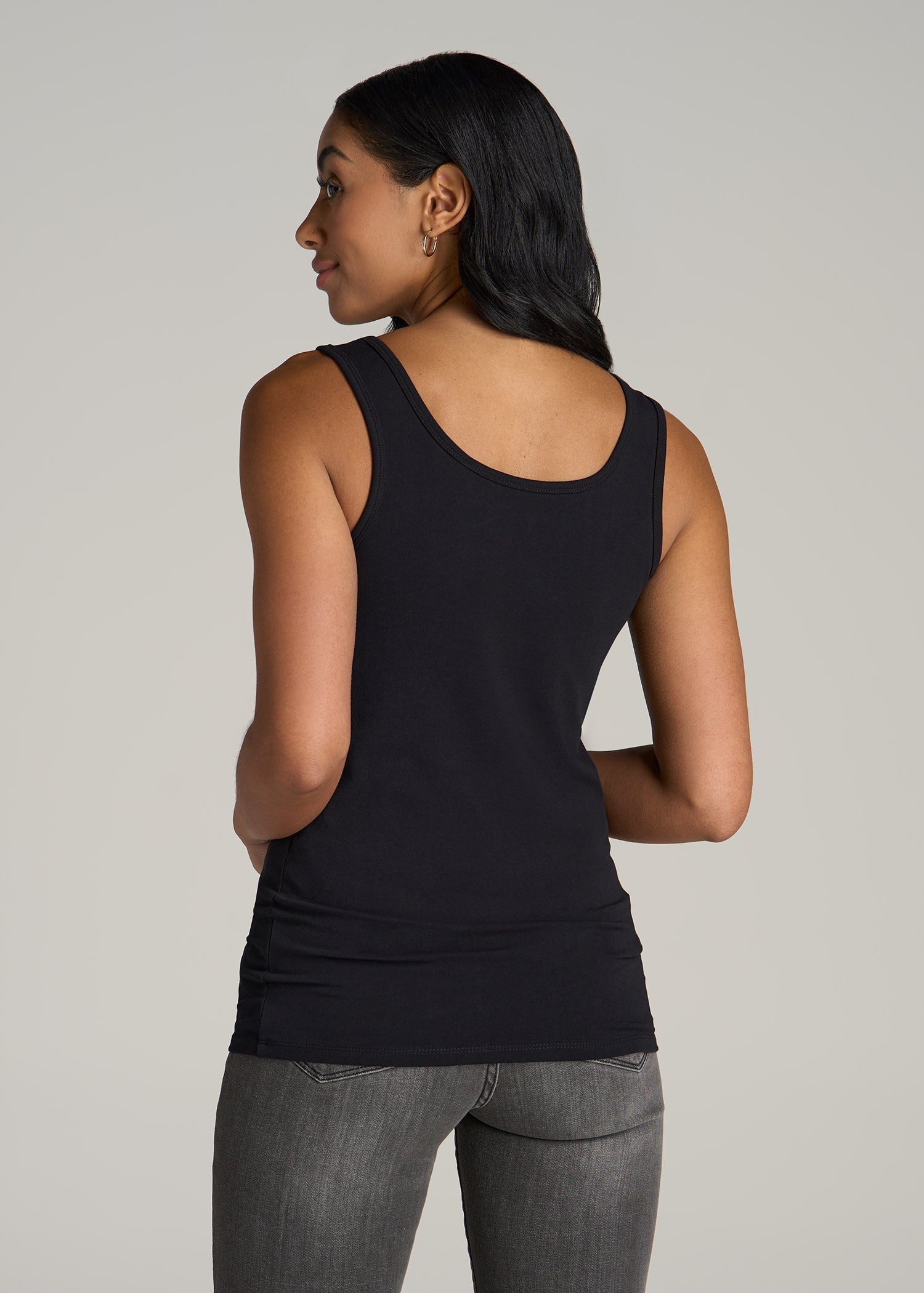Slim Fit Jersey Tank Top for Tall Women in Black
