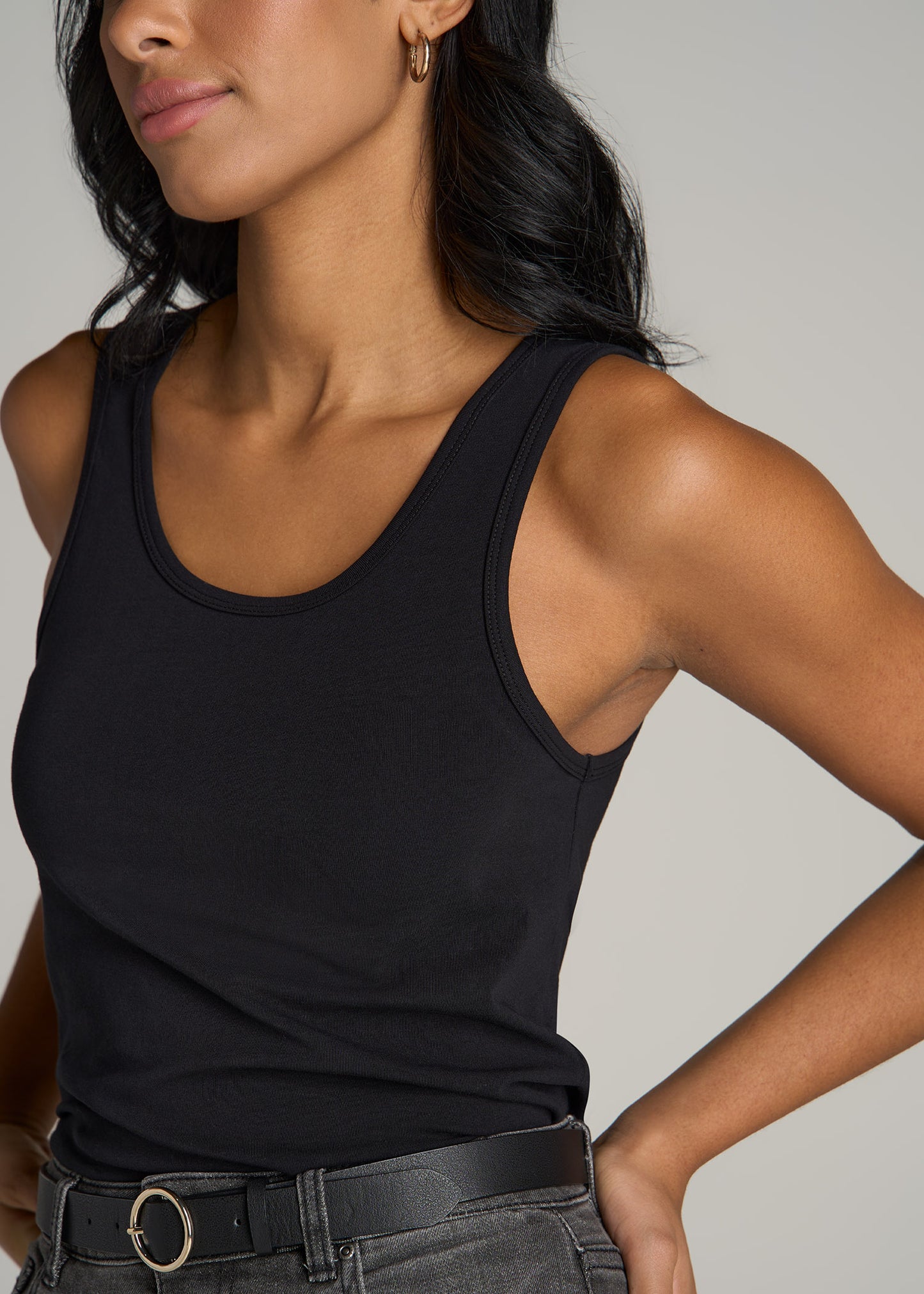 Slim Fit Jersey Tank Top for Tall Women in Black