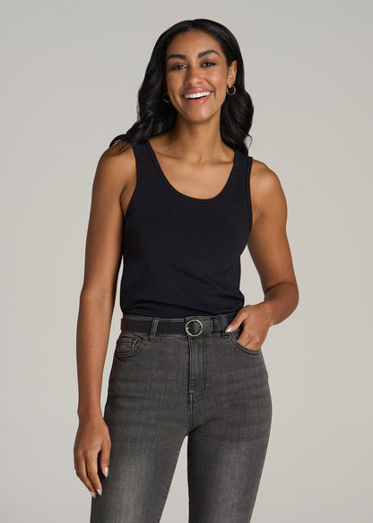 Slim Fit Jersey Tank Top for Tall Women in Black