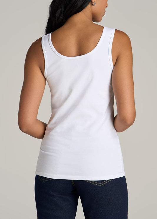 Slim Fit Jersey Tank Top for Tall Women in Bright White