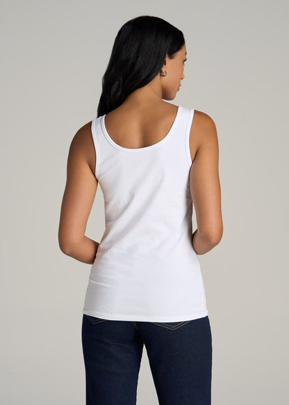 Slim Fit Jersey Tank Top for Tall Women in Bright White