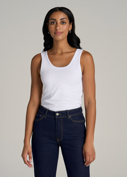 Slim Fit Jersey Tank Top for Tall Women in Bright White