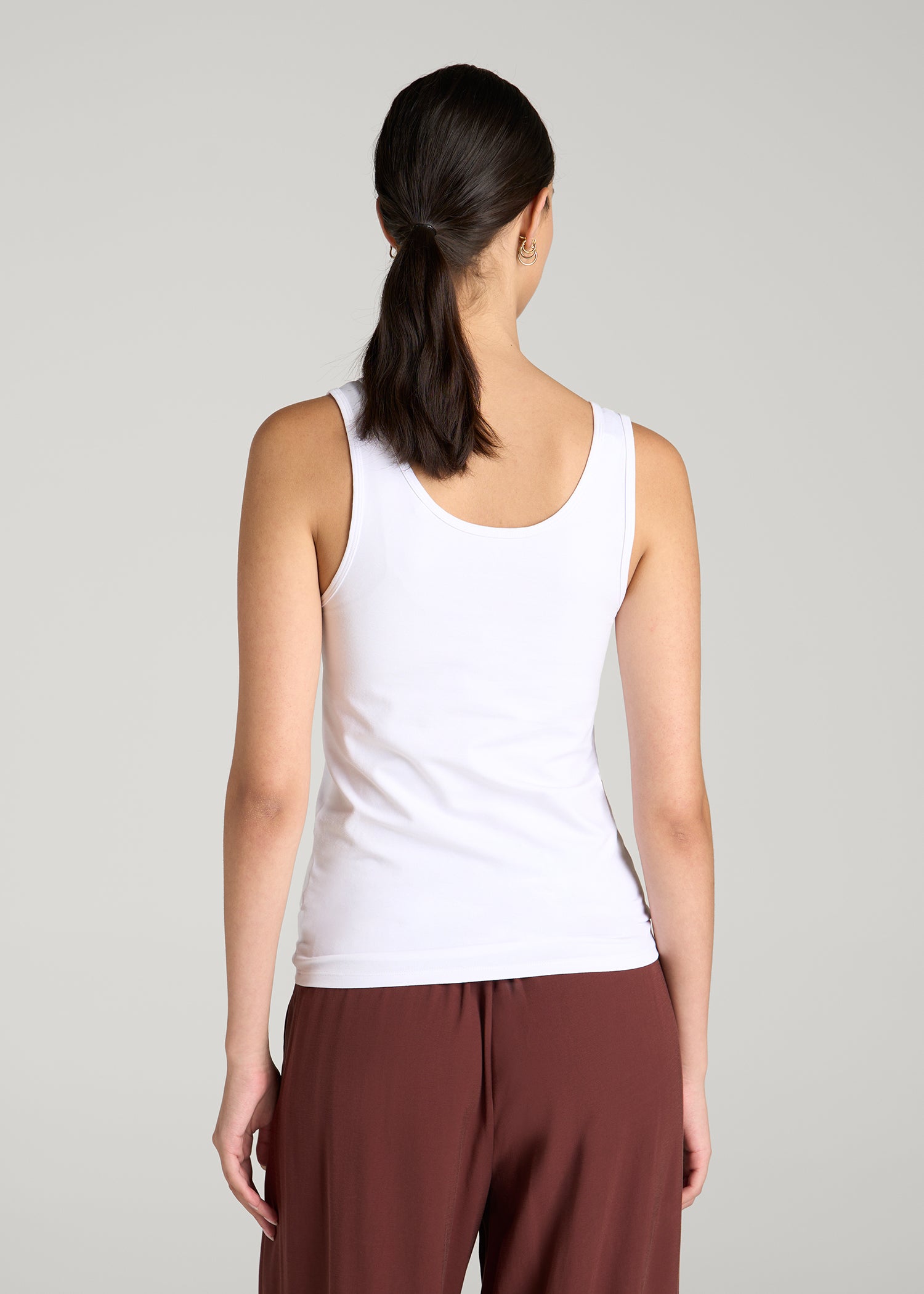 Slim Fit Jersey Tank for Tall Women in Optic White