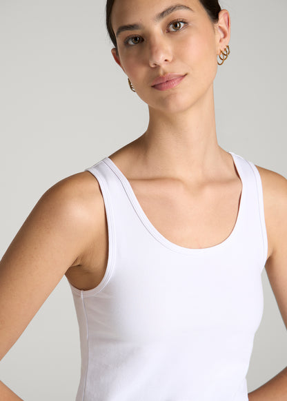 Slim Fit Jersey Tank for Tall Women in Optic White