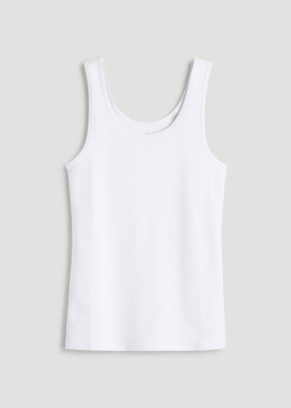 Slim Fit Jersey Tank for Tall Women in Optic White