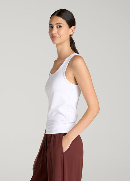 Slim Fit Jersey Tank for Tall Women in Optic White