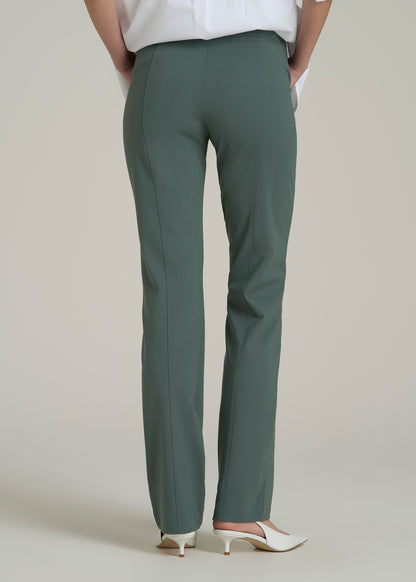 Slim Straight Leg Dress Pants for Tall Women in Balsam Green