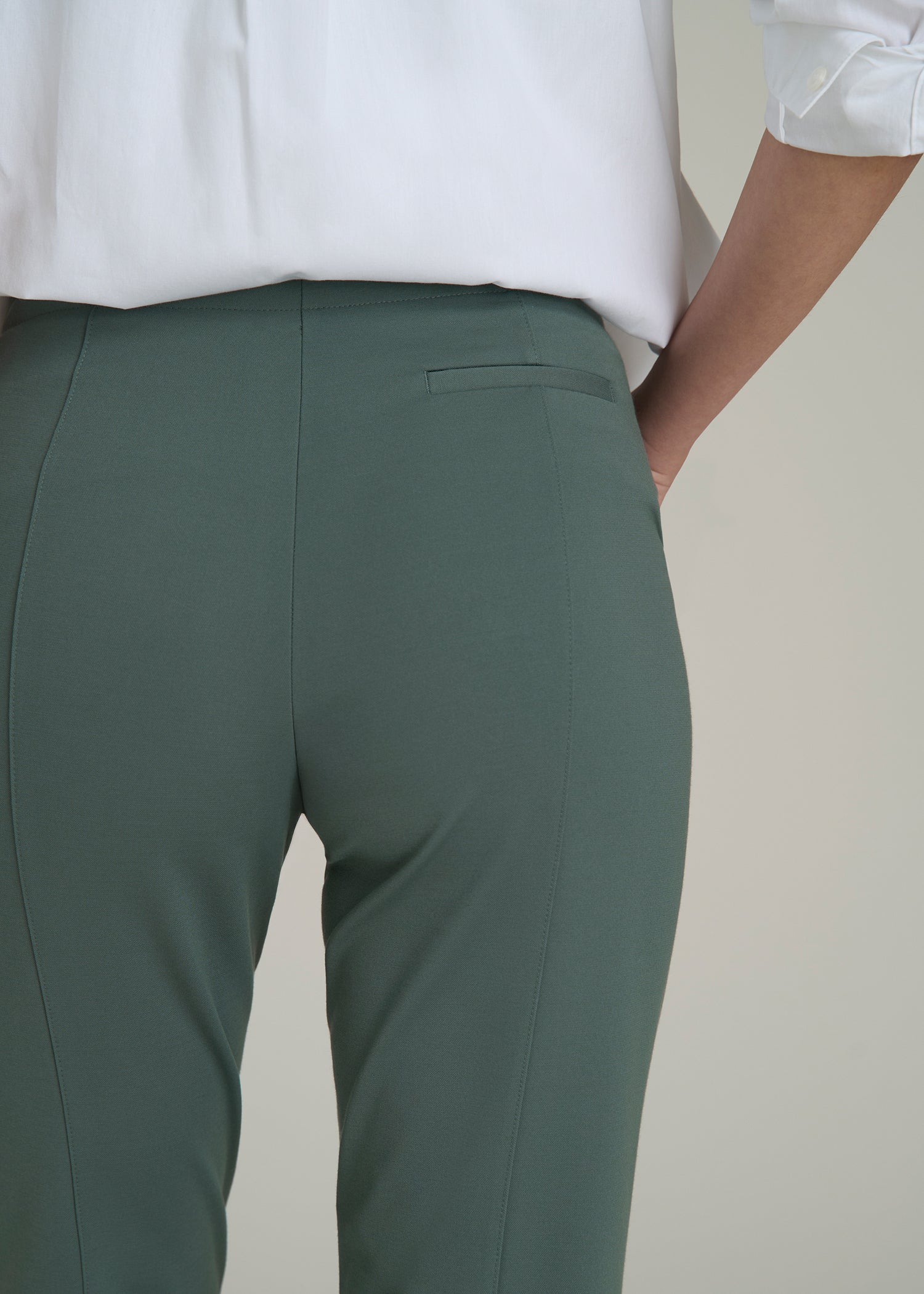 Slim Straight Leg Dress Pants for Tall Women in Balsam Green