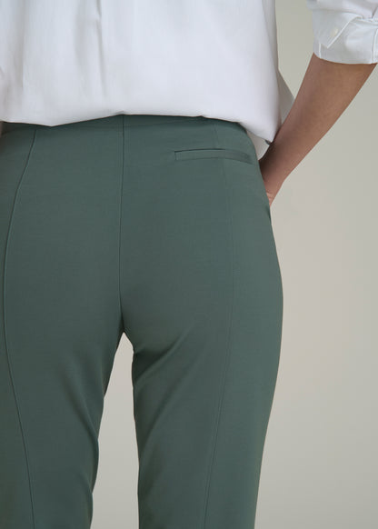 Slim Straight Leg Dress Pants for Tall Women in Balsam Green